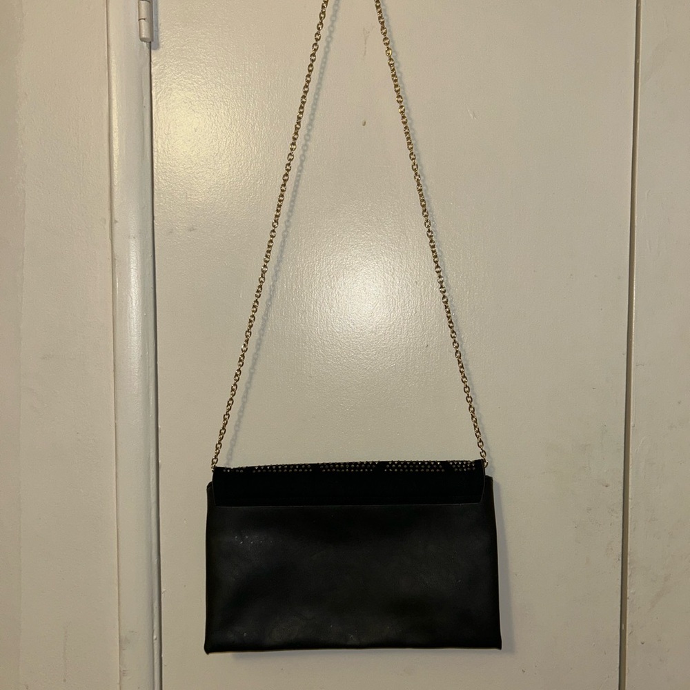 Studded Black Purse With Gold Chain - Picture 6 of 6